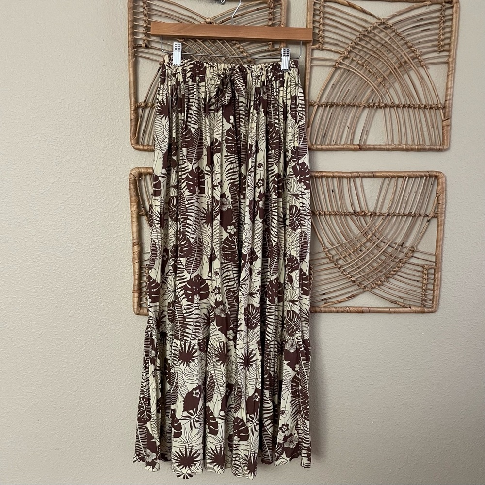 The Makana Shop Hawaiian Maxi Skirt Boho Aloha Retro Y2K Elastic‎ Waist Sz S B19